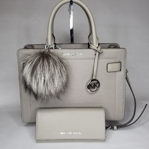 Michael Kors SET 3P Designer PURSE BAG WALLET POM - Picture 2 of 12